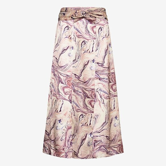 NWT Scotch & Soda satin-like abstract marble print A-line midi skirt, M - Picture 1 of 10